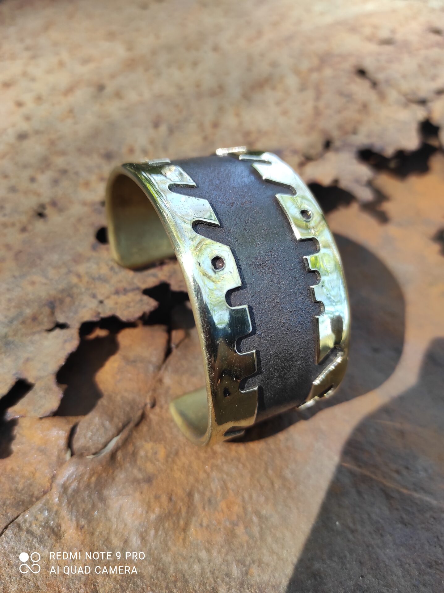 Brass and patinated steel cuff — 2