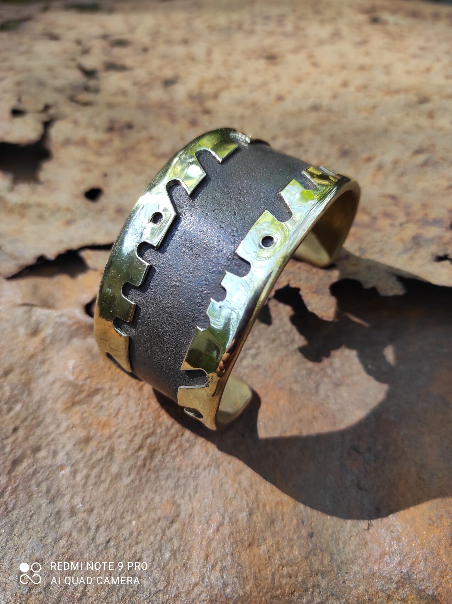 Brass and patinated steel cuff — 3