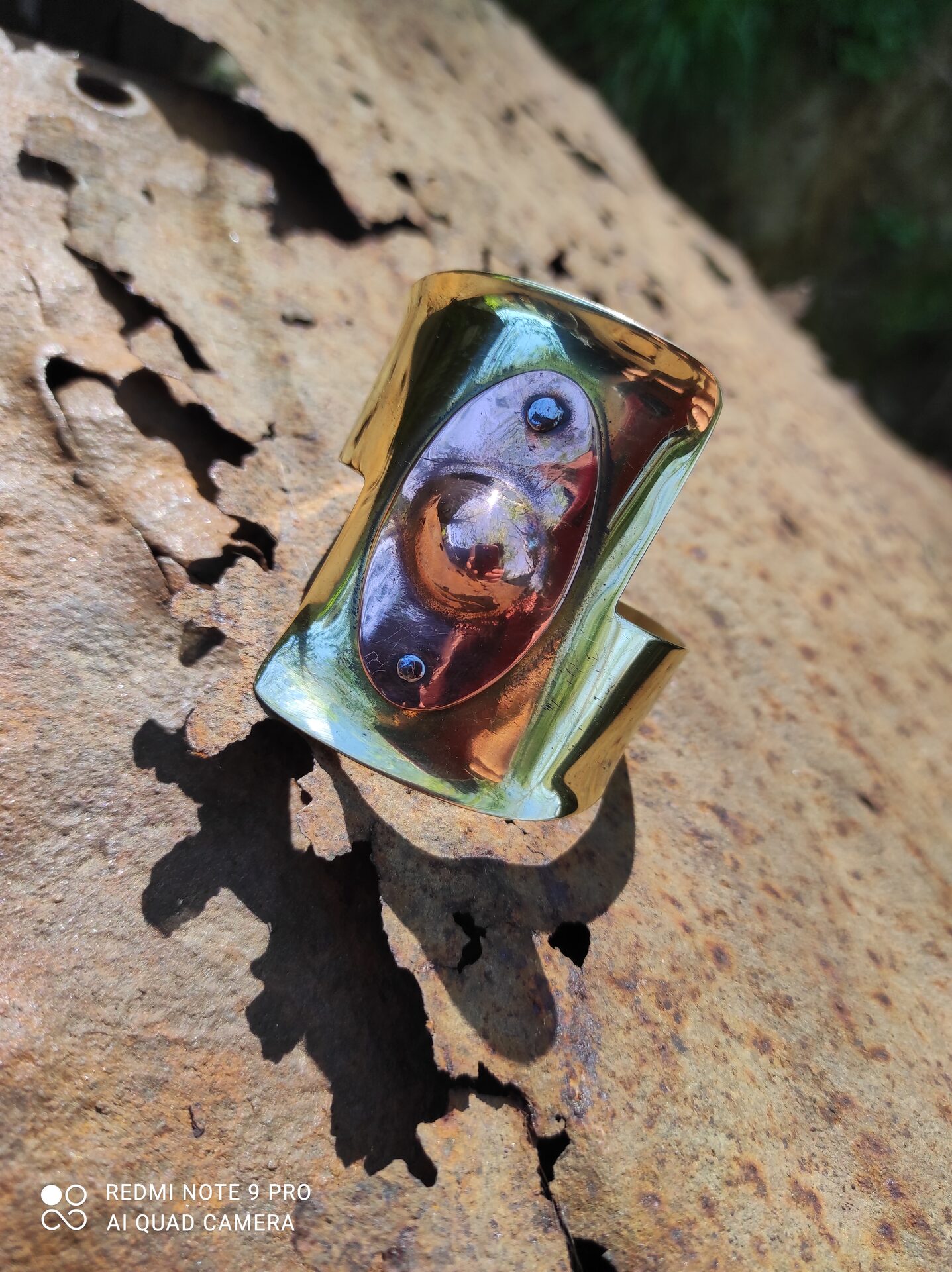 Brass and Copper Repoussé Bracelet