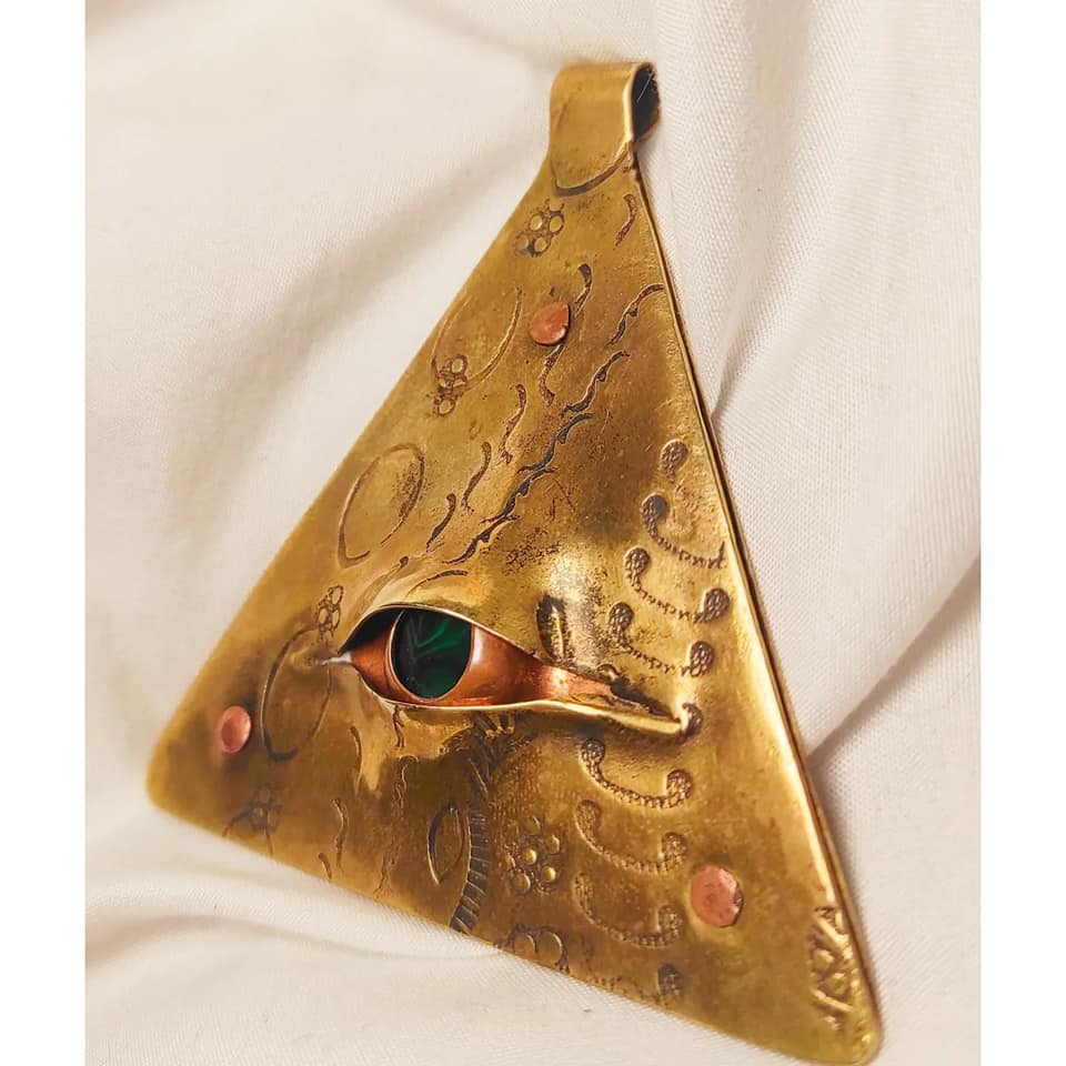 pendentif laiton et malachite — 2