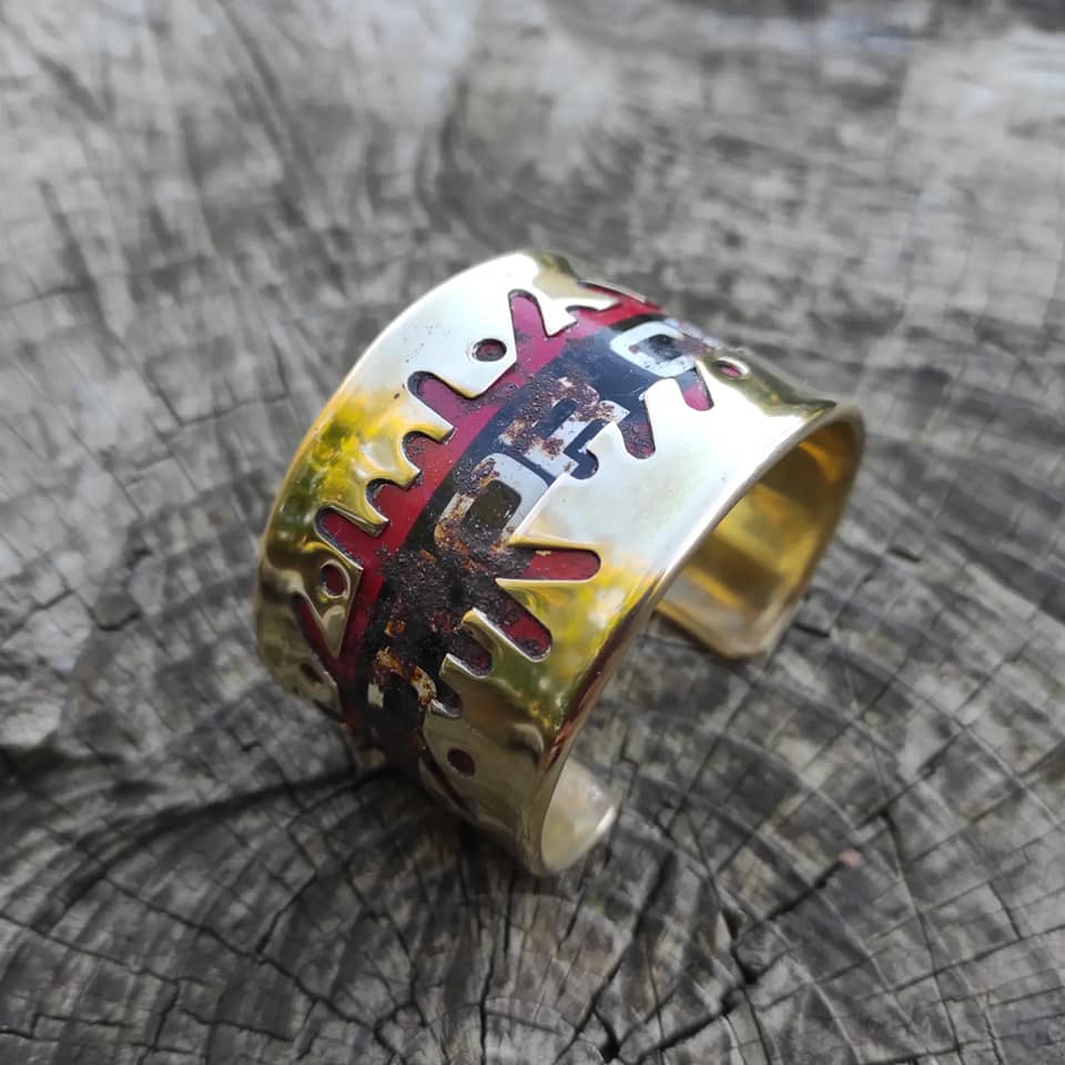 bracelet laiton et imprimé publicitaire ancien